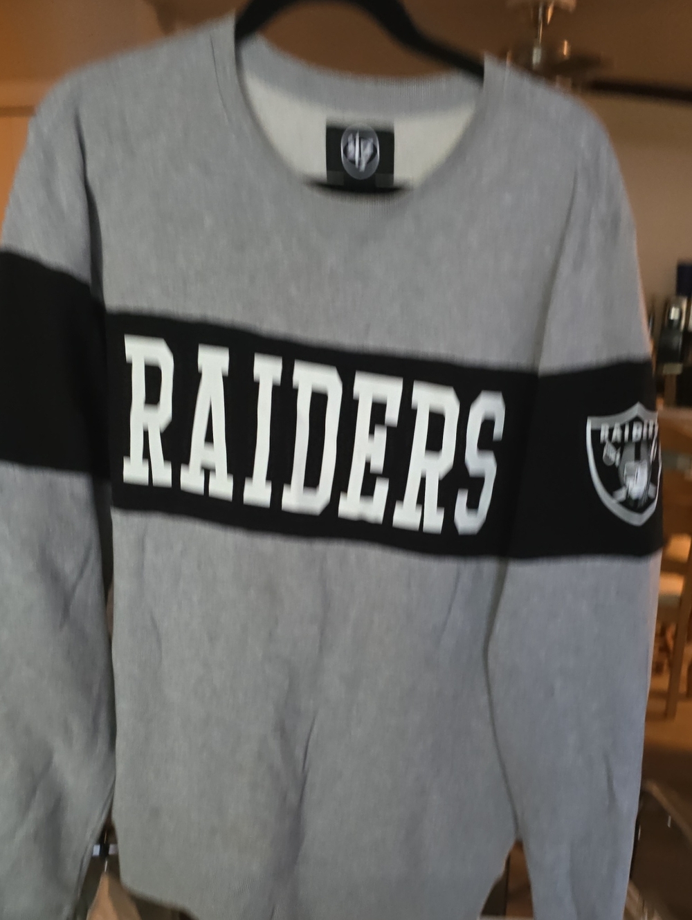 47 Brand Raiders Gray and Black Crewneck Sweatshirt